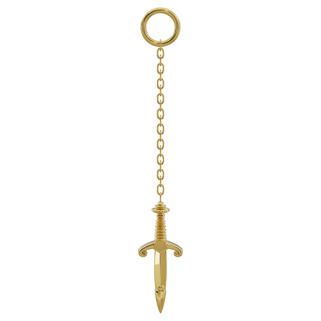 Dagger Chain Accessory-Long   14K Yellow Gold
