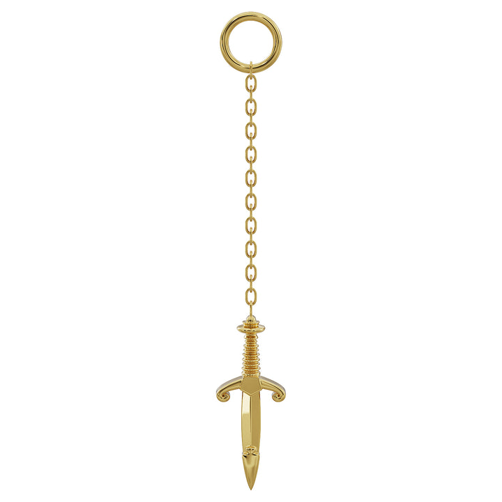 Dagger Chain Accessory-Long   14K Yellow Gold