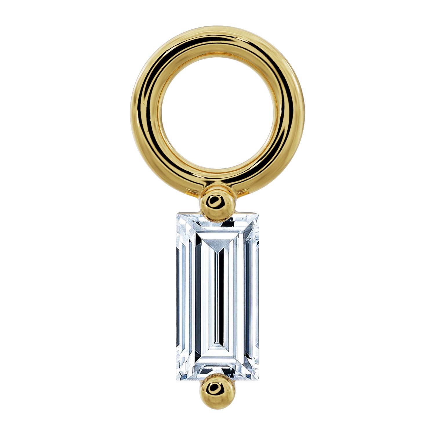 Sleek Baguette Diamond Charm Accessory for Piercing Jewelry-14K Yellow Gold