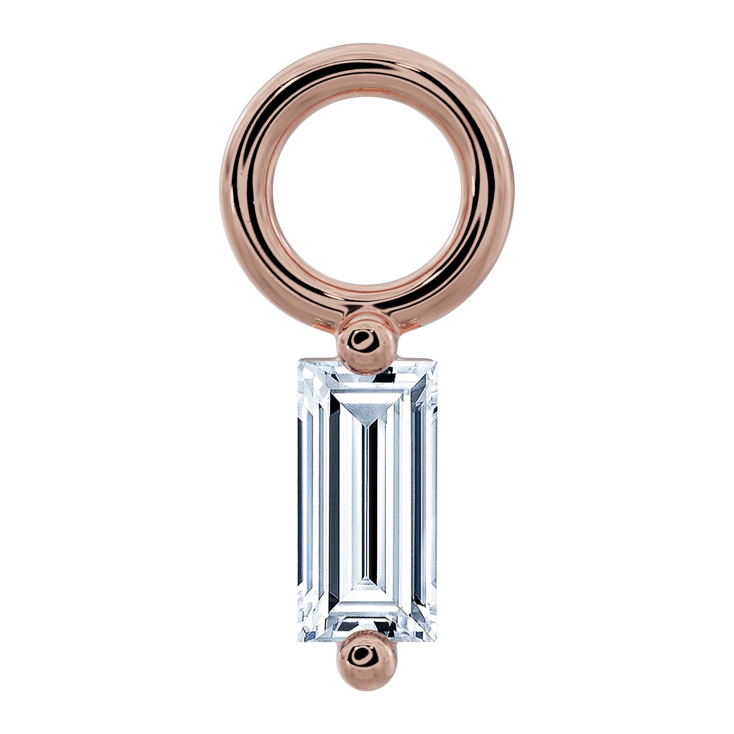 Sleek Baguette Diamond Charm Accessory for Piercing Jewelry-14K Rose Gold