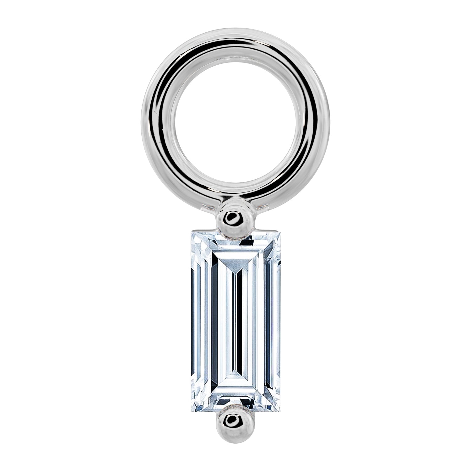 Sleek Baguette Diamond Charm Accessory for Piercing Jewelry-950 Platinum