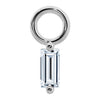950 platinum baguette diamond piercing charm with open ring connector, front view