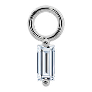 950 platinum baguette diamond piercing charm with open ring connector, front view
