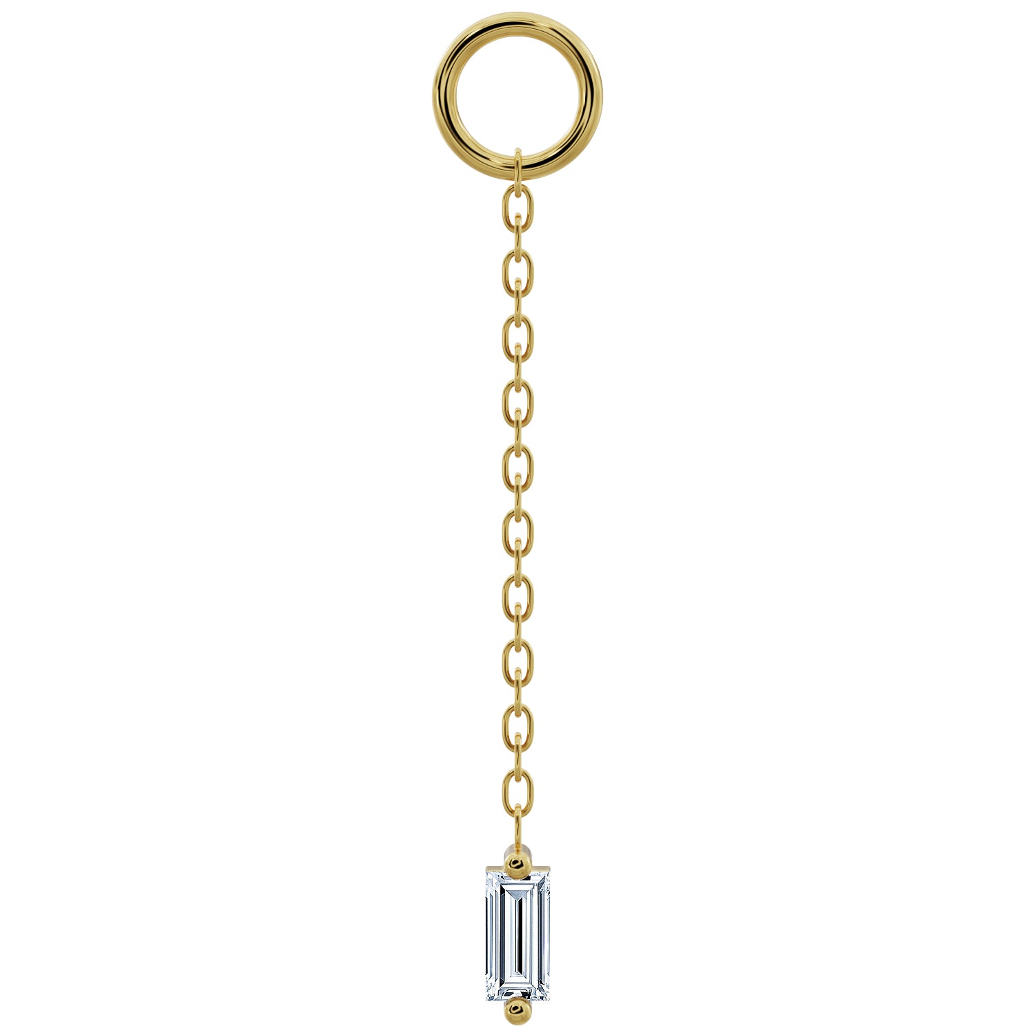 Sleek Baguette Diamond Chain Accessory-Long   14K Yellow Gold