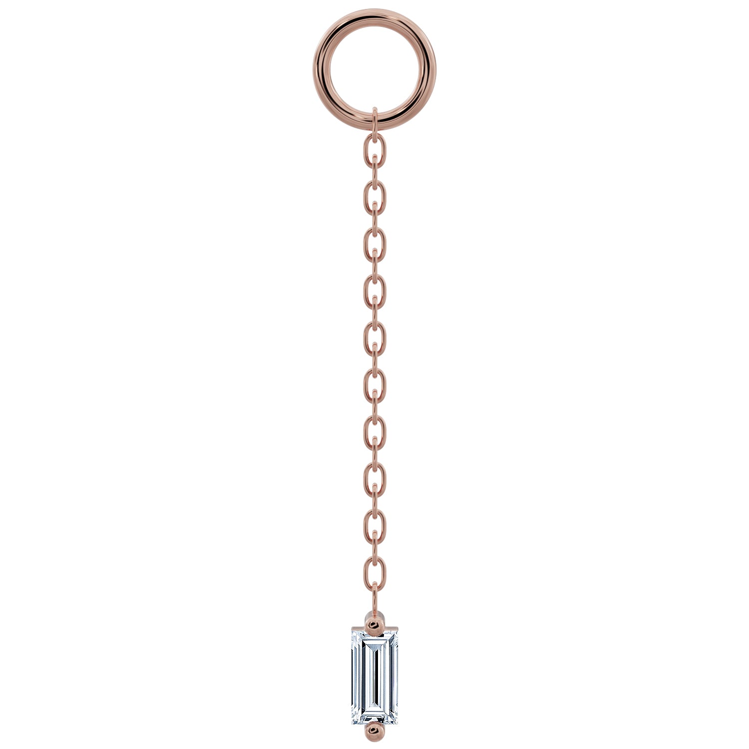 Sleek Baguette Diamond Chain Accessory-Long   14K Rose Gold