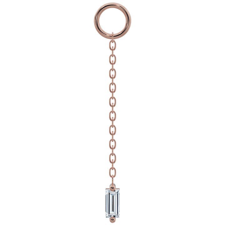 Sleek Baguette Diamond Chain Accessory-Long   14K Rose Gold