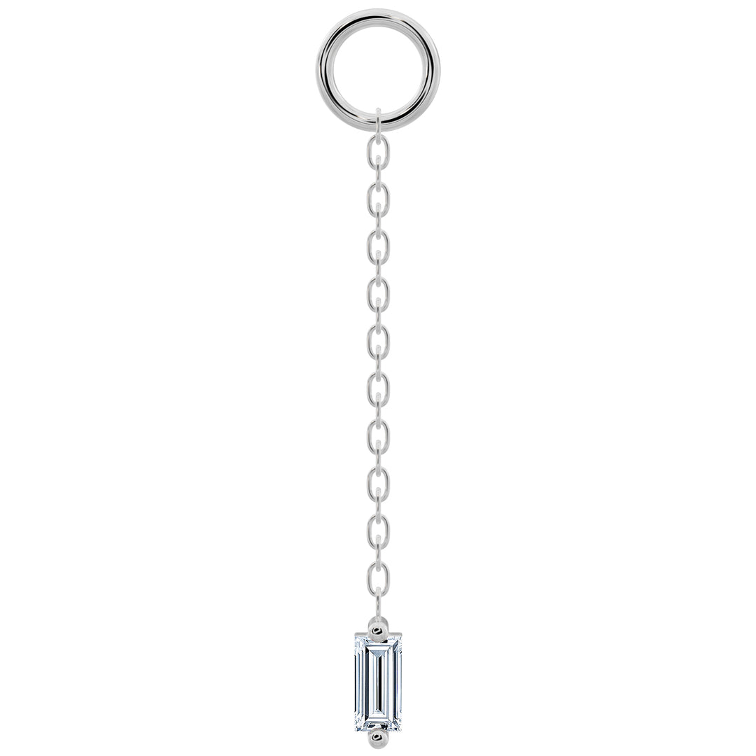 Sleek Baguette Diamond Chain Accessory-Long   950 Platinum