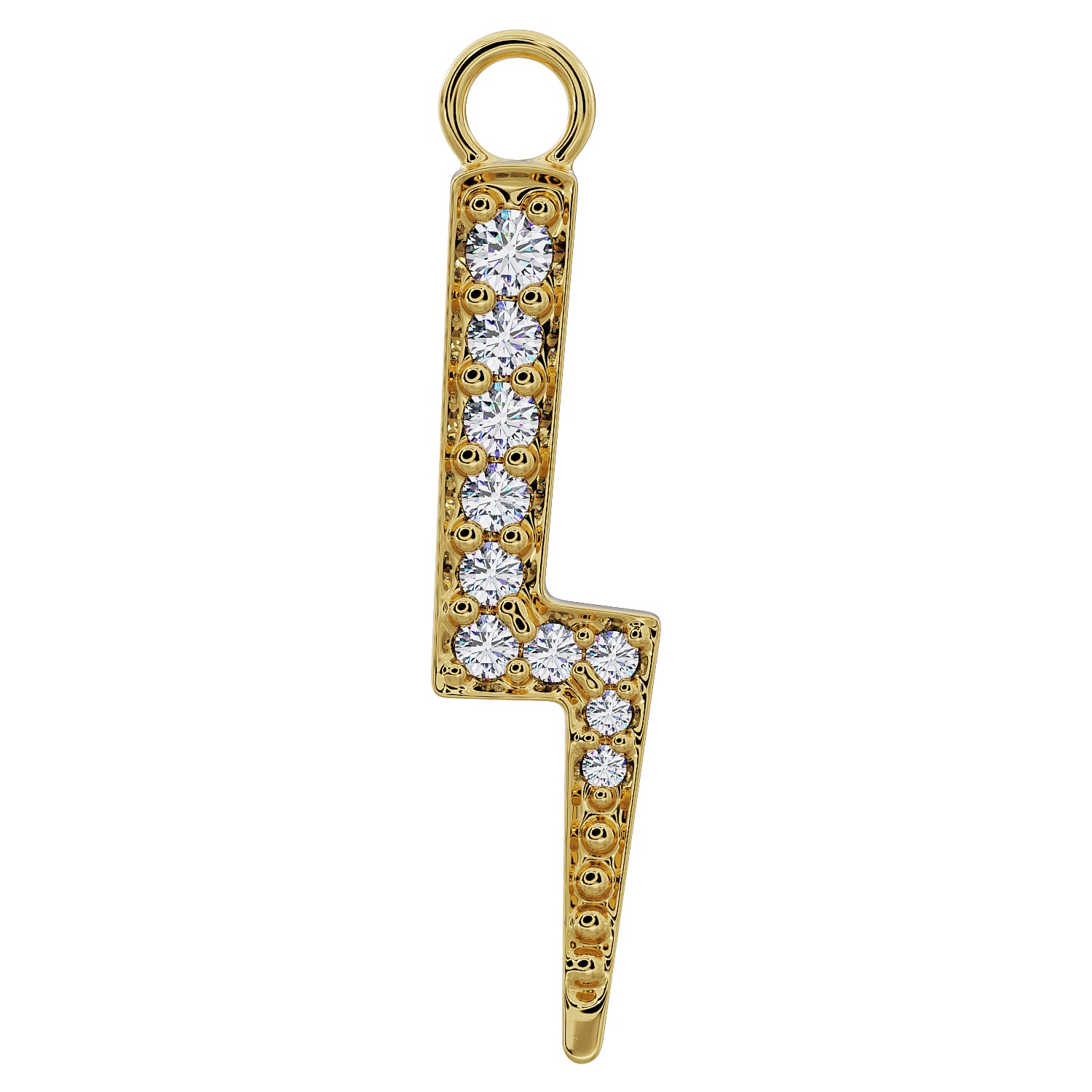 Lightning Diamond Charm Accessory for Piercing Jewelry-14K Yellow Gold