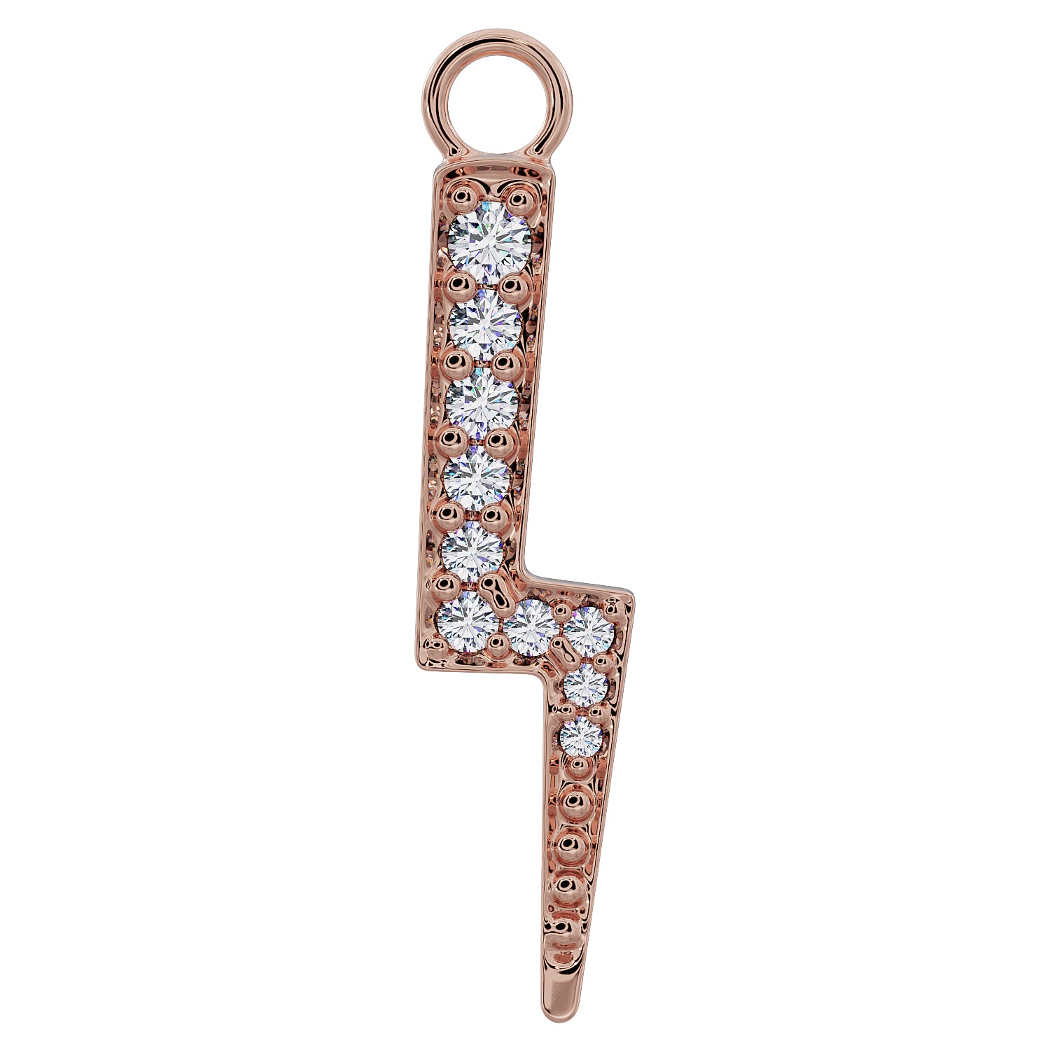 Lightning Diamond Charm Accessory for Piercing Jewelry-14K Rose Gold