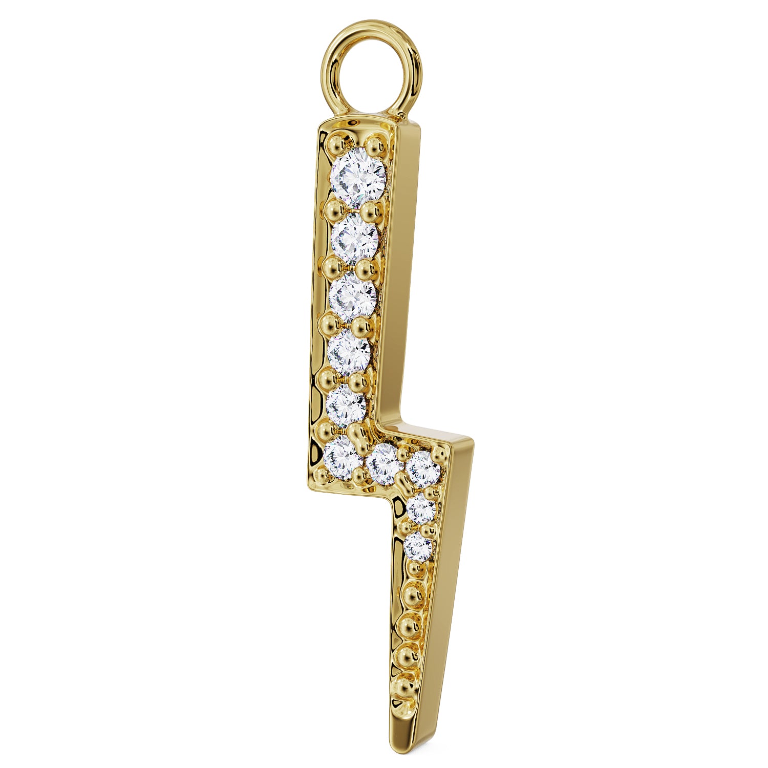 Side View 14k Gold - Lightning Diamond Charm Accessory for Piercing Jewelry
