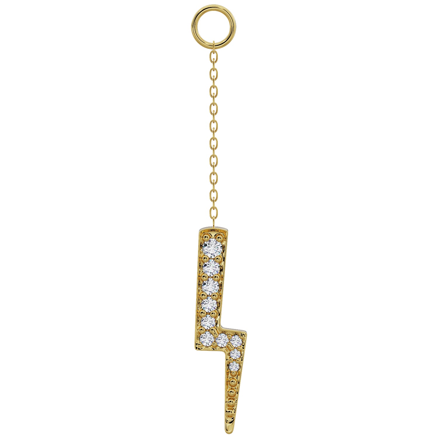 Lightning Diamond Chain Accessory-Long   14K Yellow Gold