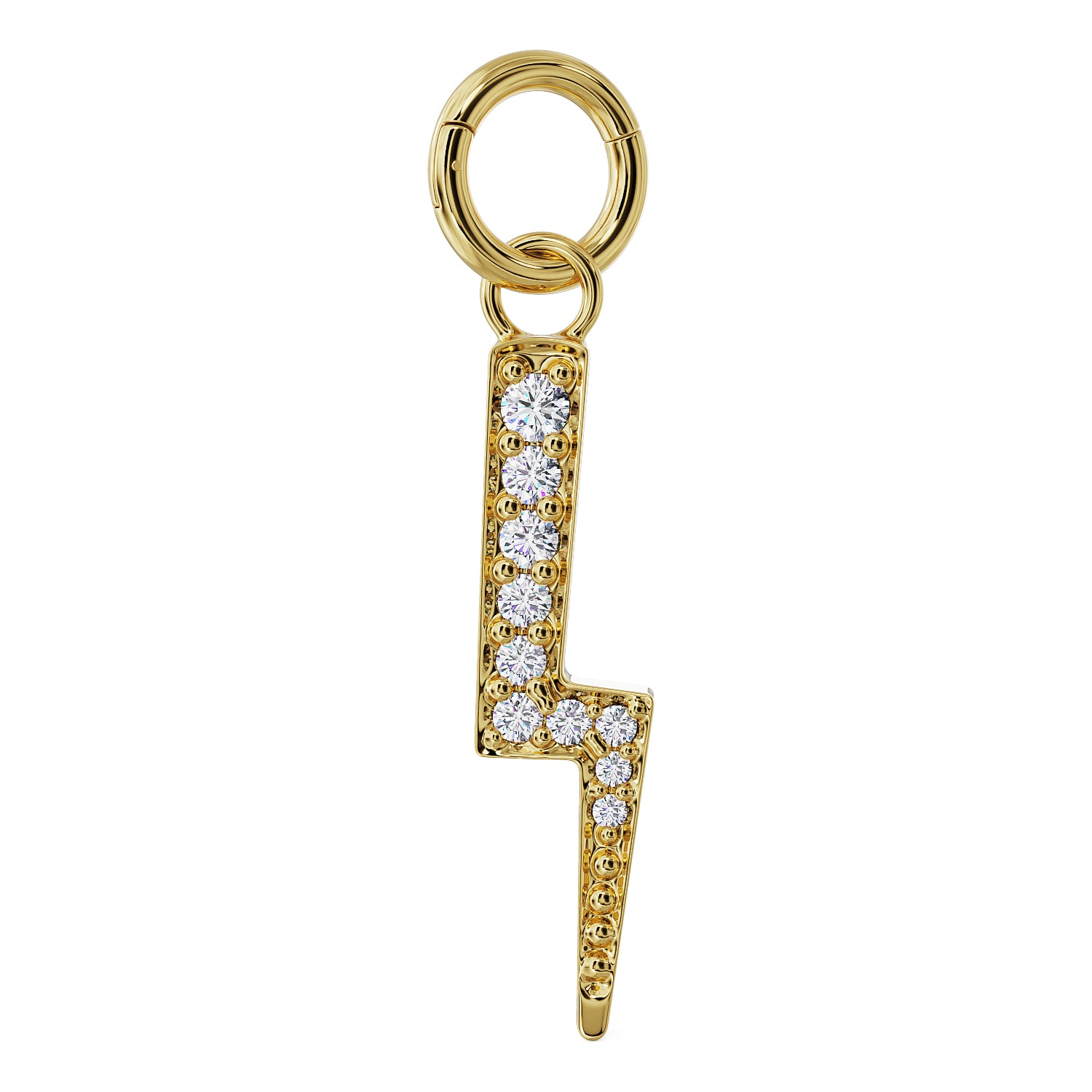 Clicker & 14k Gold - Lightning Diamond Charm Accessory for Piercing Jewelry