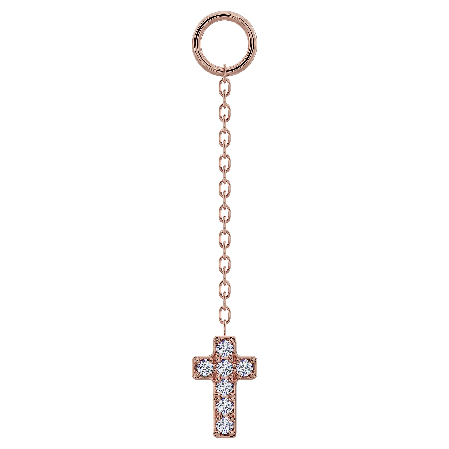 Cross Diamond Chain Accessory-Long   14K Rose Gold