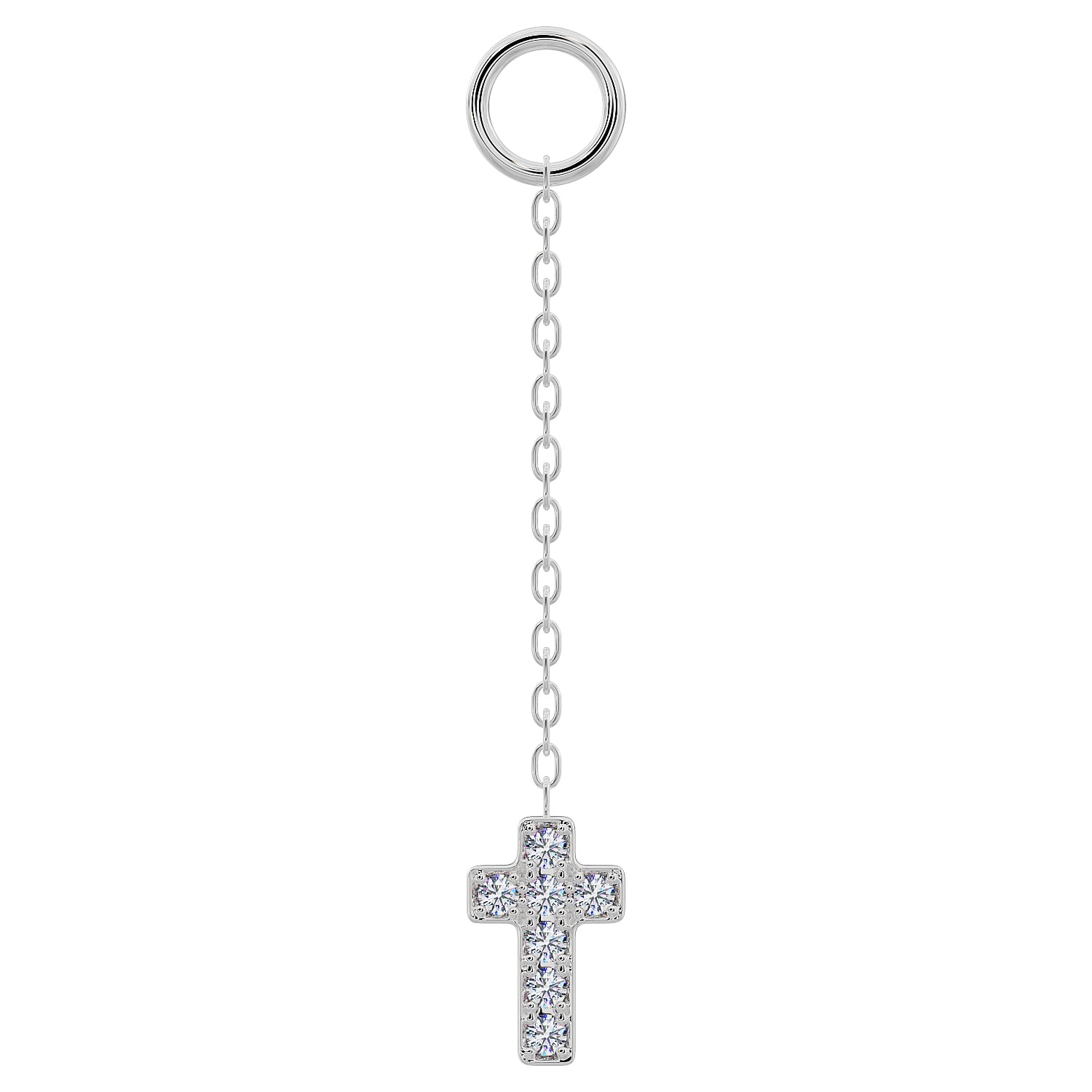 Cross Diamond Chain Accessory-Long   14K White Gold