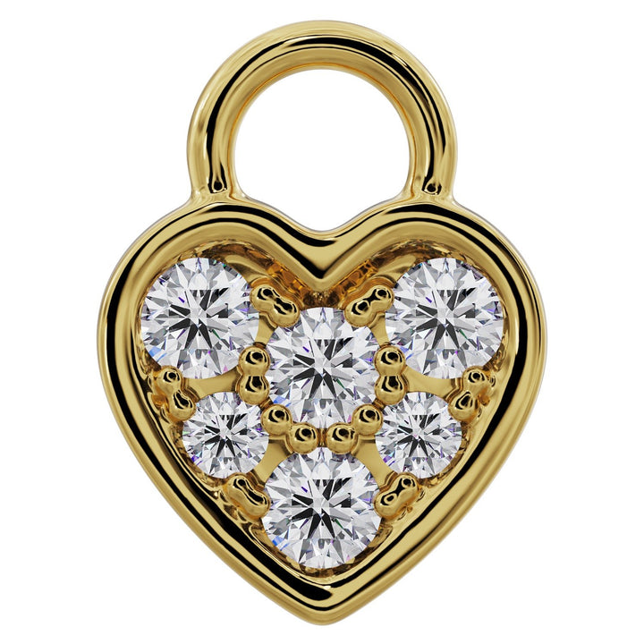 Heart Diamond Pave Charm Accessory for Piercing Jewelry-14K Yellow Gold