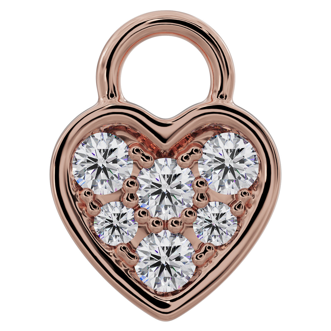 Heart Diamond Pave Charm Accessory for Piercing Jewelry-14K Rose Gold