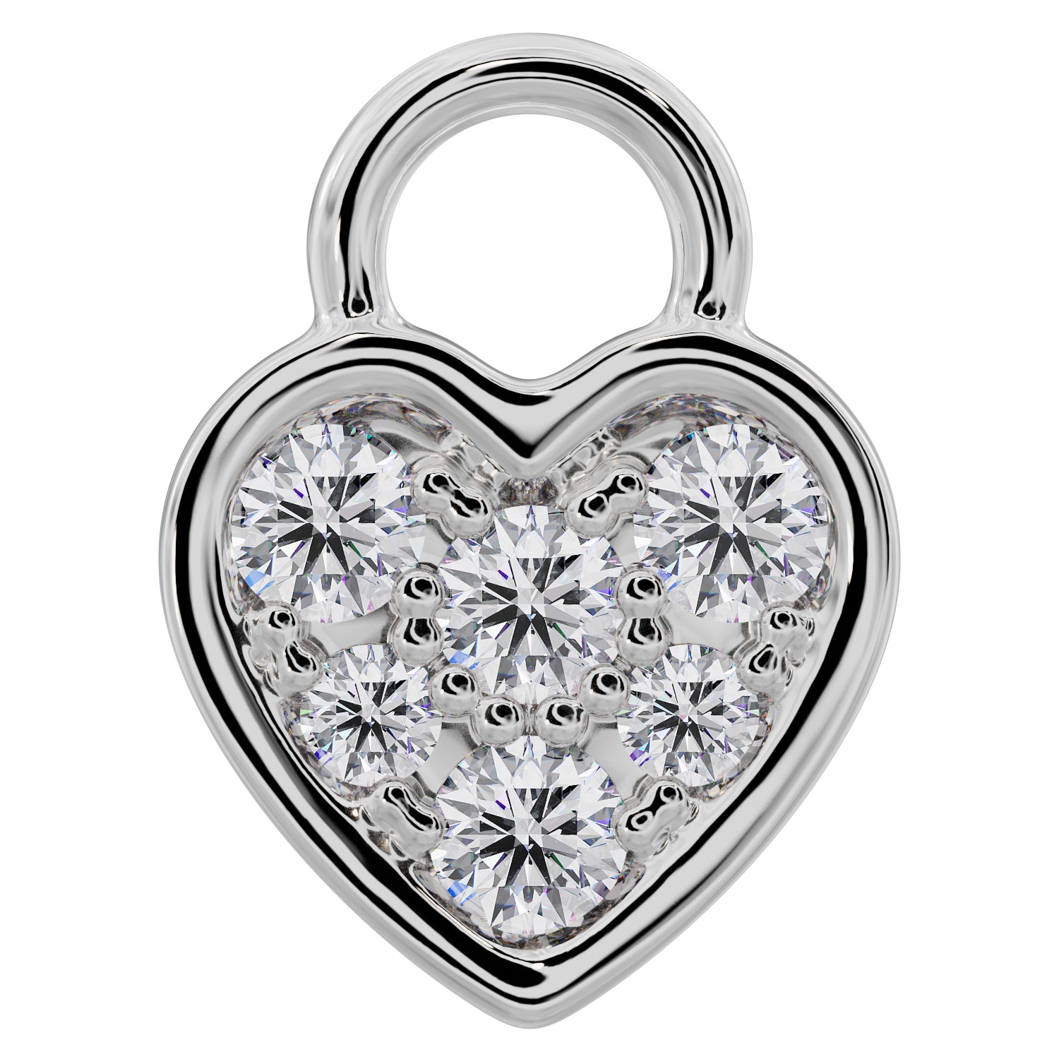 Heart Diamond Pave Charm Accessory for Piercing Jewelry-14K White Gold