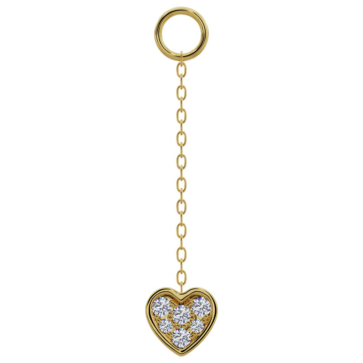 Heart Diamond Pave Chain Accessory-Long   14K Yellow Gold