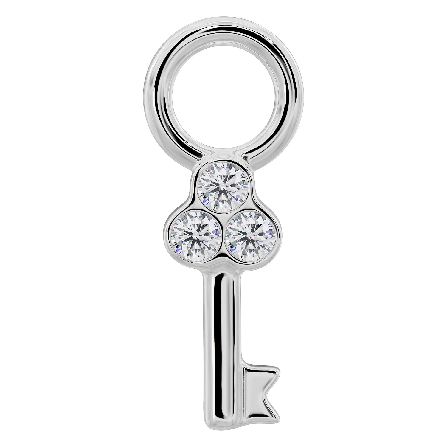Key Diamond Charm Accessory for Piercing Jewelry-14K White Gold