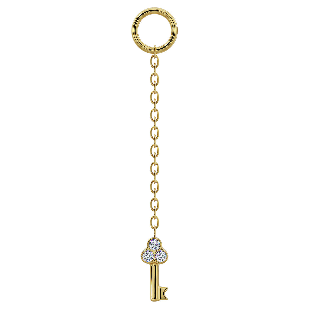 Key Diamond Chain Accessory-Long   14K Yellow Gold