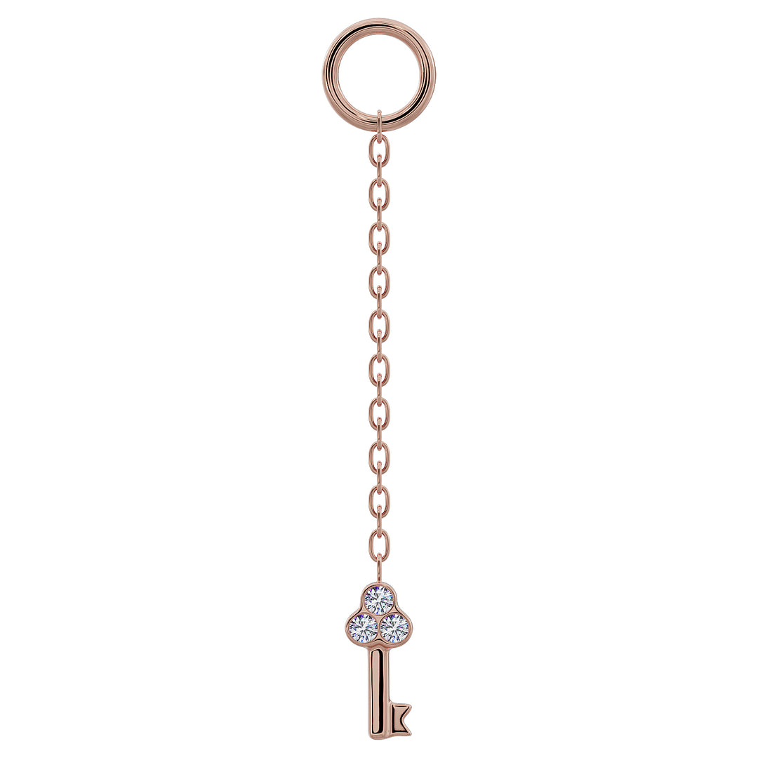 Key Diamond Chain Accessory-Long   14K Rose Gold