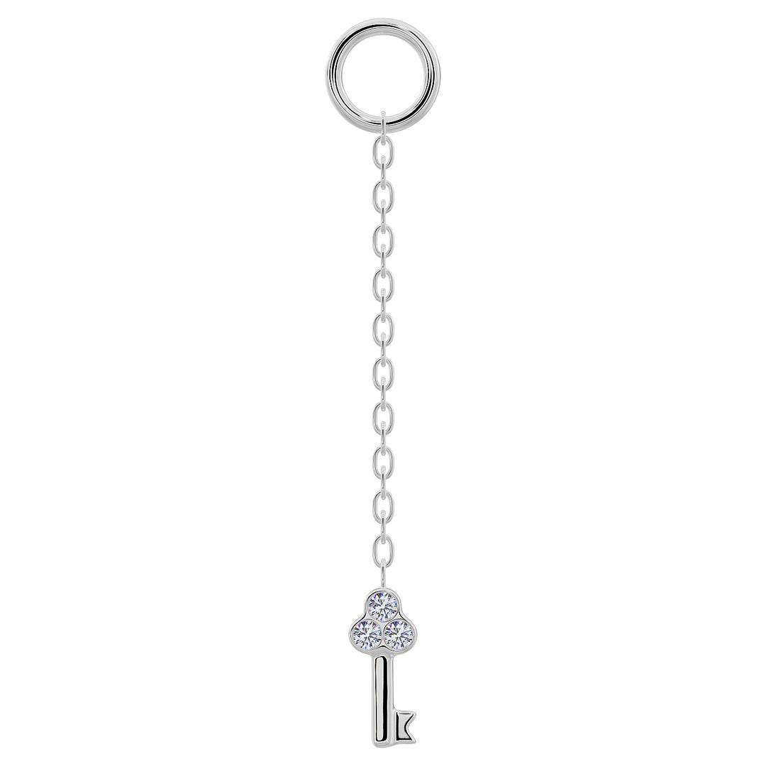 Key Diamond Chain Accessory-Long   14K White Gold