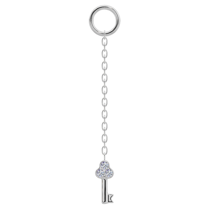 Key Diamond Chain Accessory-Long   14K White Gold