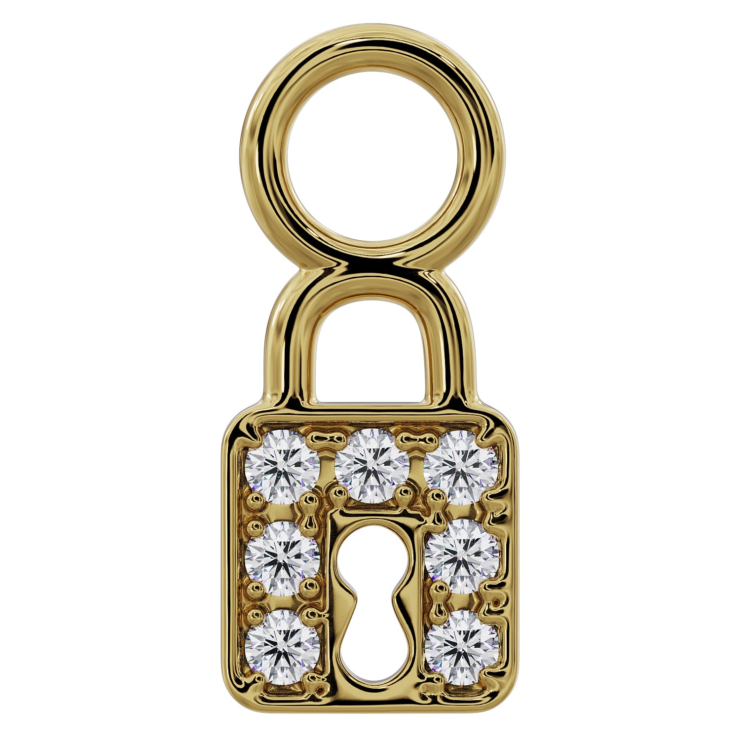 Lock Diamond Charm Accessory For Piercing Jewelry-14K Yellow Gold