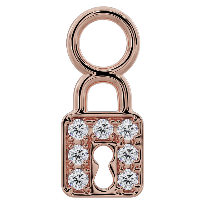 Lock Diamond Charm Accessory For Piercing Jewelry-14K Rose Gold