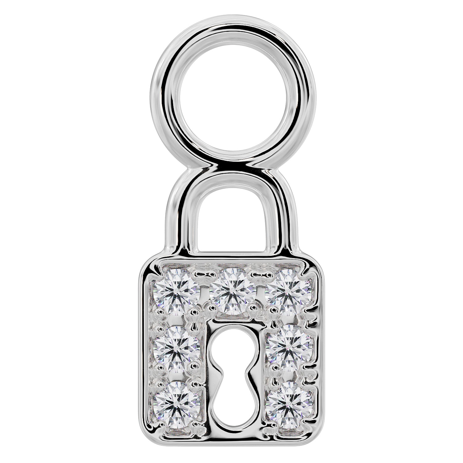 Lock Diamond Charm Accessory For Piercing Jewelry-14K White Gold