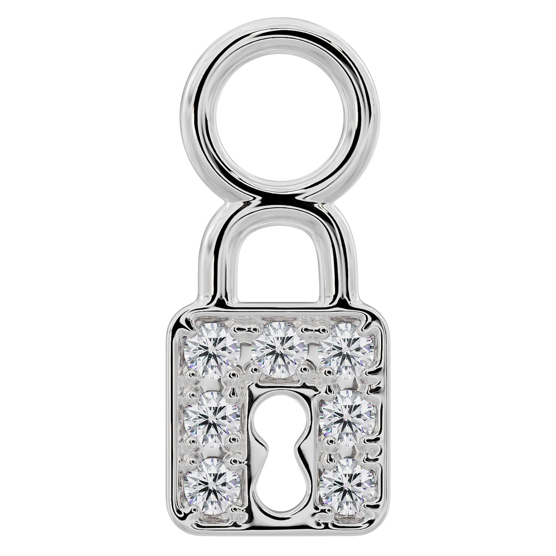 Lock Diamond Charm Accessory For Piercing Jewelry-14K White Gold