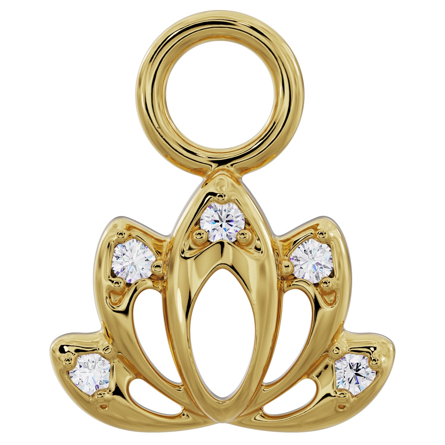 Lotus Diamond Charm Accessory for Piercing Jewelry-14K Yellow Gold
