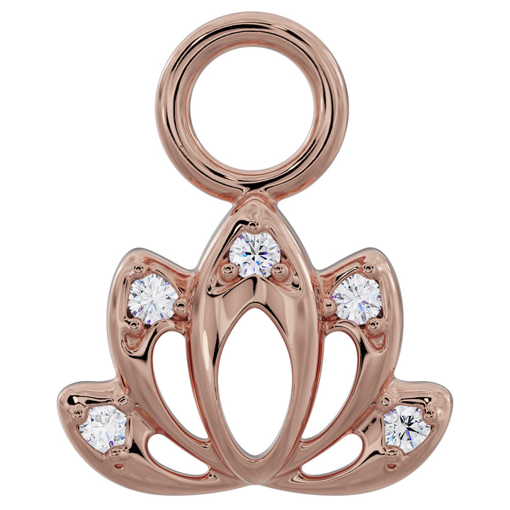 Lotus Diamond Charm Accessory for Piercing Jewelry-14K Rose Gold