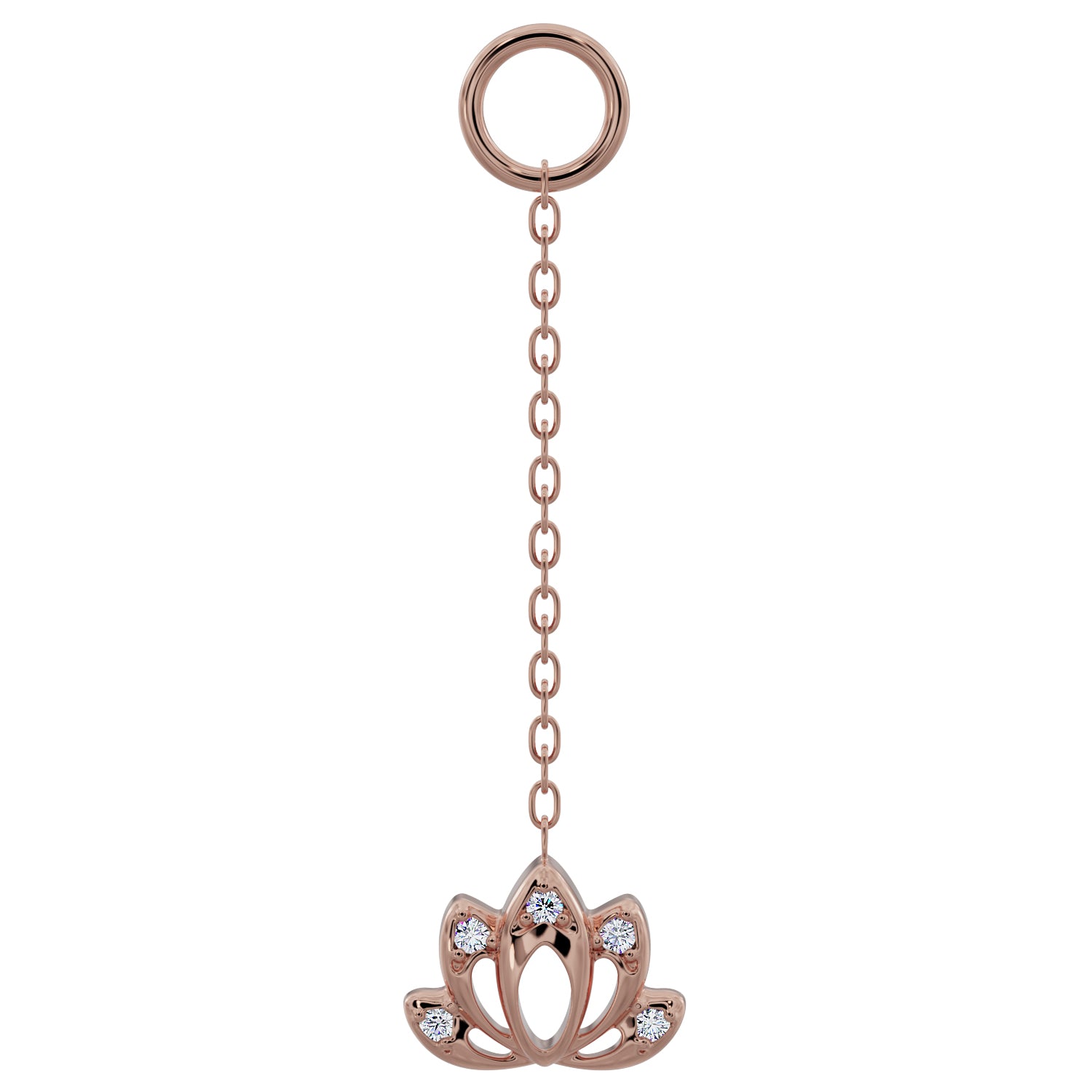 Lotus Diamond Chain Accessory-Long   14K Rose Gold
