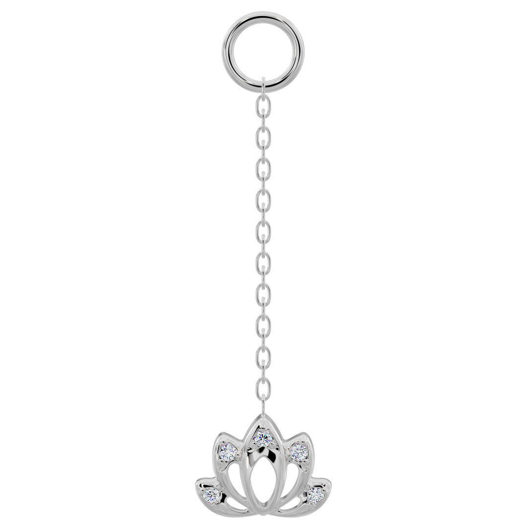 Lotus Diamond Chain Accessory-Long   14K White Gold