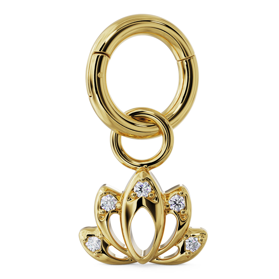 Lotus Diamond Charm Accessory for Piercing Jewelry