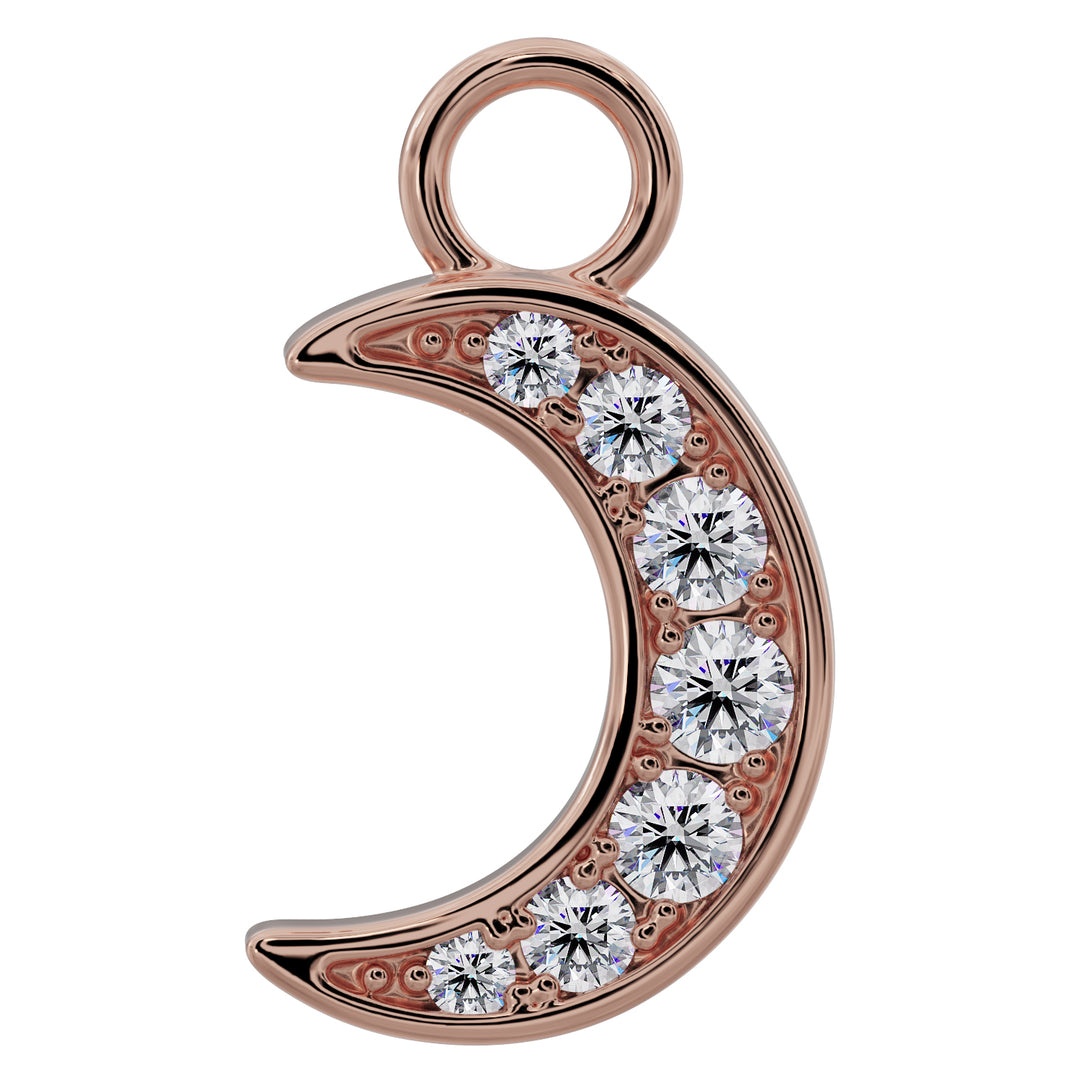 Moon Diamond Pave Charm Accessory for Piercing Jewelry-14K Rose Gold