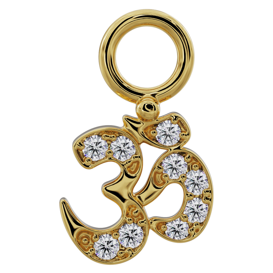 Om Diamond Charm Accessory for Piercing Jewelry-14K Yellow Gold