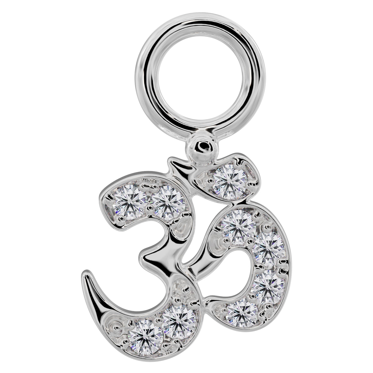 Om Diamond Charm Accessory for Piercing Jewelry-14K White Gold