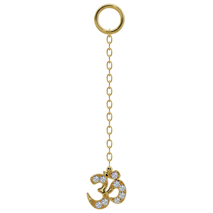 Om Diamond Chain Accessory-Long   14K Yellow Gold