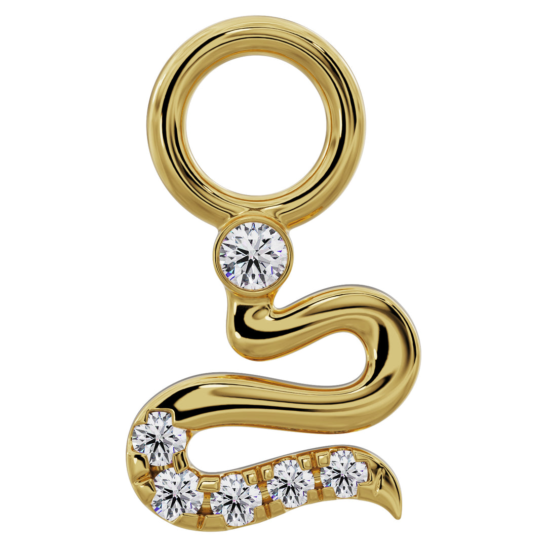 Diamond Snake Charm Accessory for Piercing Jewelry-14K Yellow Gold
