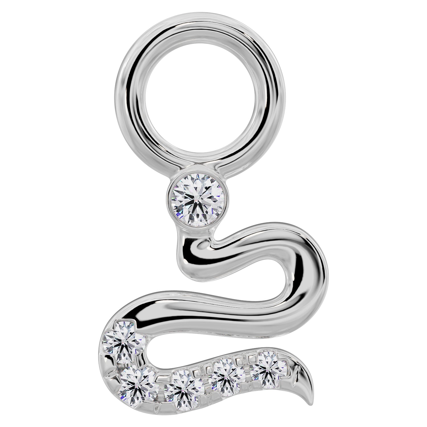 Diamond Snake Charm Accessory for Piercing Jewelry-14K White Gold