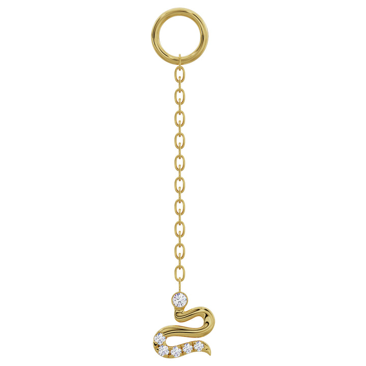 Diamond Snake Chain Accessory-Long   14K Yellow Gold