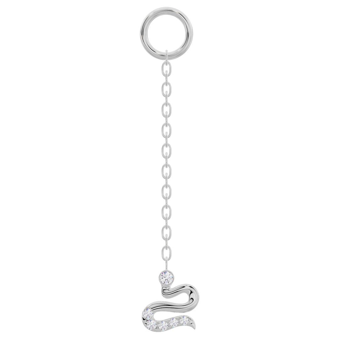 Diamond Snake Chain Accessory-Long   14K White Gold