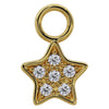 14K yellow gold diamond pavé star piercing charm, front view showing round-cut diamonds