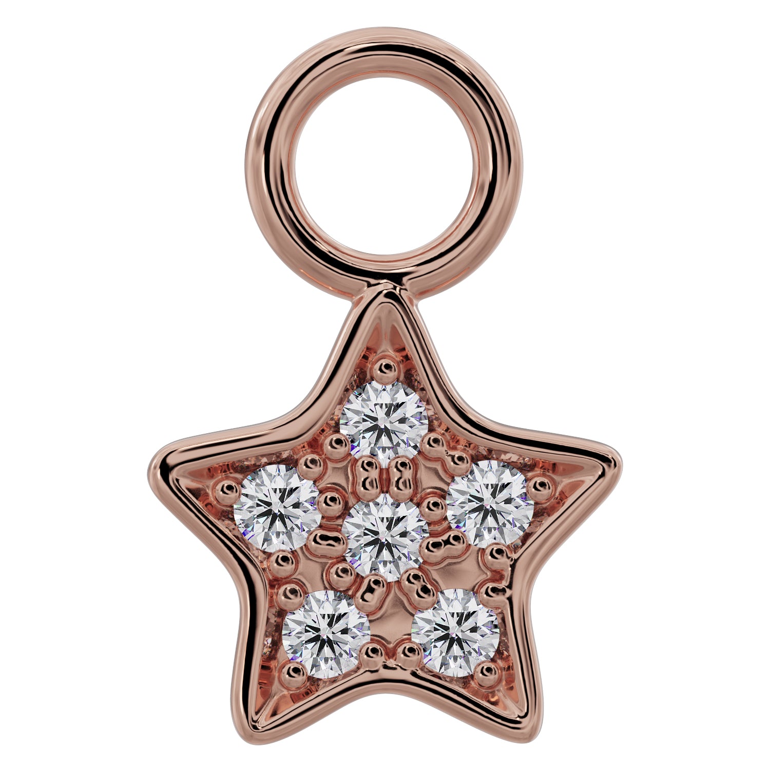 Star Diamond Pave Charm Accessory for Piercing Jewelry-14K Rose Gold