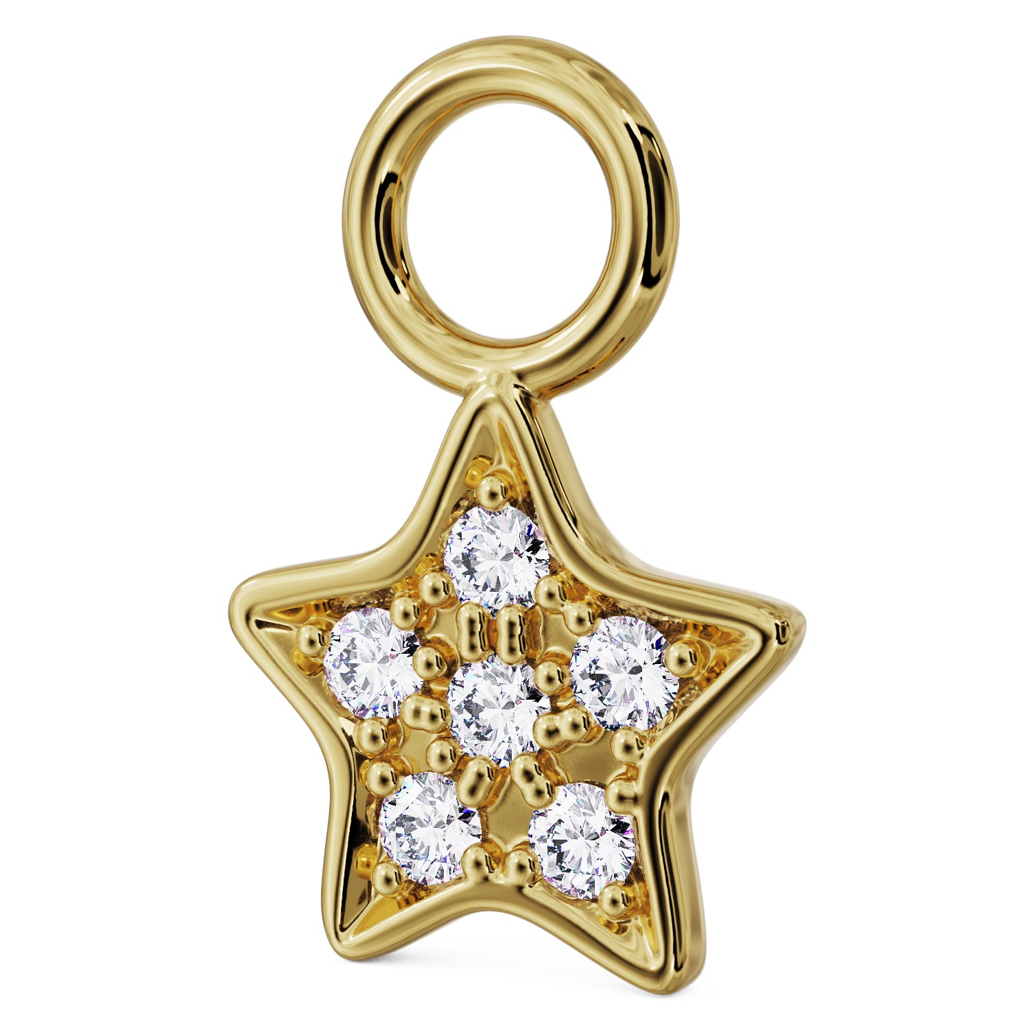 Side View Gold Star Diamond Pave Charm Accessory