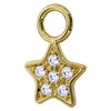 Angled side view of 14K yellow gold diamond pavé star charm showing depth of pavé setting