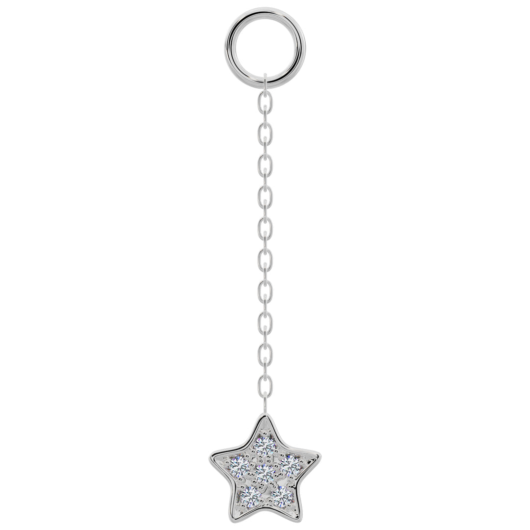 Star Diamond Pave Chain Accessory-Long   14K White Gold