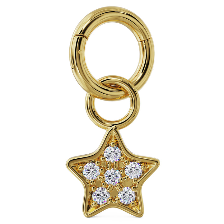 Clicker Ring & Gold Star Diamond Pave Charm Accessory
